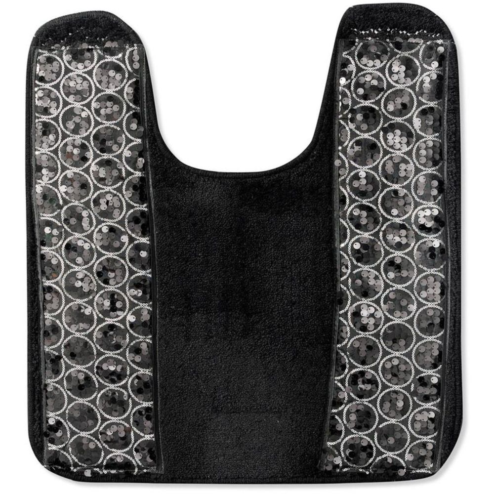 Popular Bath Sinatra Black Collection Bathroom Contour Toilet Commode Rug